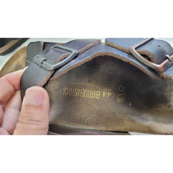 Birkenstock Men\'s Milano Leather Strappy Sandal Heel Strap Brown Buckle 44 US 11 main image 5